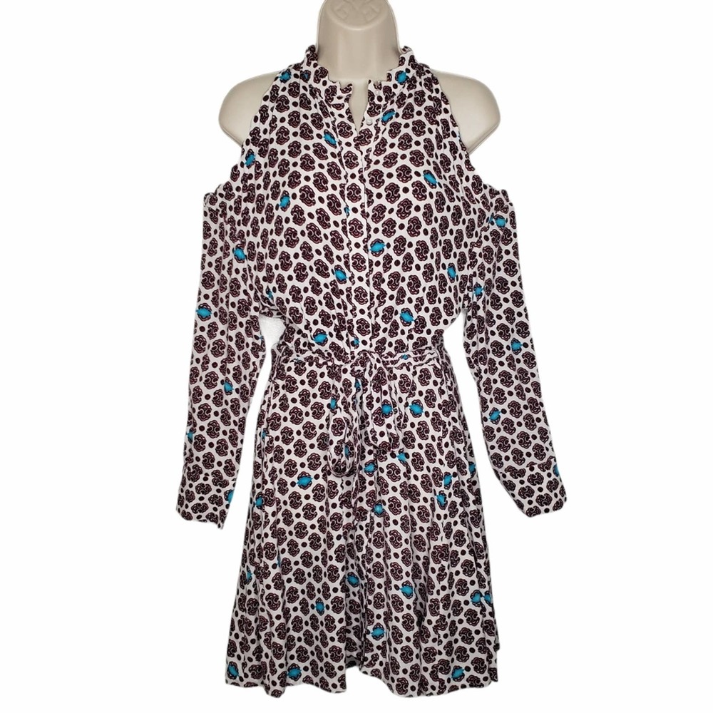 Maje Printed Sateen Cold Shoulder Dress NWT